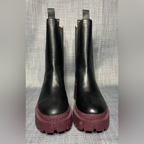 Coach Alexa Lug Sole Chelsea Booties Black/Deep Berry - Sizes 7, 10 - Picture 3 of 9